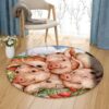 Cute Pig Round Carpet Floor Rug Living Room Bedroom Decor Round Area Rug Carpet