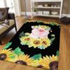 Cute Pig Sunflower Rug Sport Decor Gift Floor Decor Living Room Carpet Rug Area Rug - 70c441d13ddc