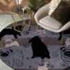 Cute Pug 1 Round Carpet Floor Rug Living Room Bedroom Decor Round Area Rug Carpet