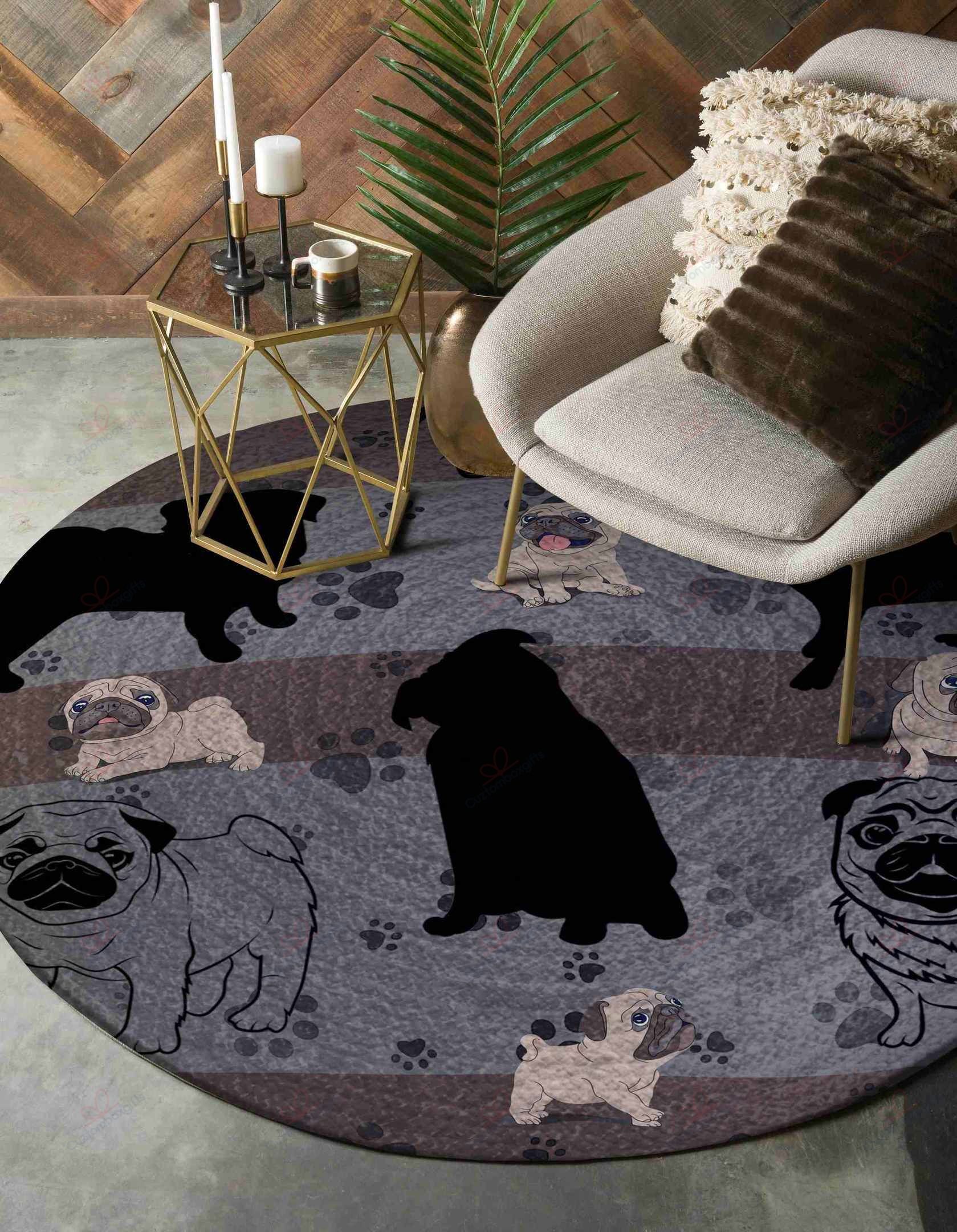 Cute Pug 1 Round Carpet Floor Rug Living Room Bedroom Decor Round Area Rug Carpet Cute Pug 1 Round Carpet Floor Rug Living Room Bedroom Decor Round Area Rug Carpet