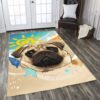 Cute Pug At Beach Rug Sport Decor Gift Floor Decor Living Room Carpet Rug Area Rug - ff6bc4b914e1