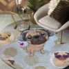 Cute Pug Round Carpet Floor Rug Living Room Bedroom Decor Round Area Rug Carpet