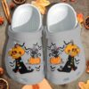 Cute Pumpkin In Ghost Shoes – Cat Bats Halloween Clog Crocs Clog Crocband Clog Birthday Gift For Man Woman