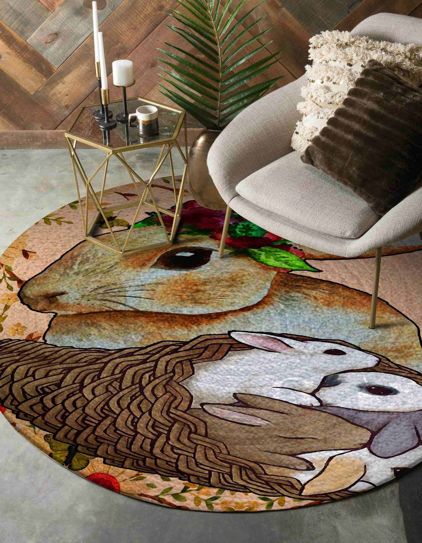 Cute Rabbit Round Carpet Floor Rug Living Room Bedroom Decor Round Area Rug Carpet Cute Rabbit Round Carpet Floor Rug Living Room Bedroom Decor Round Area Rug Carpet