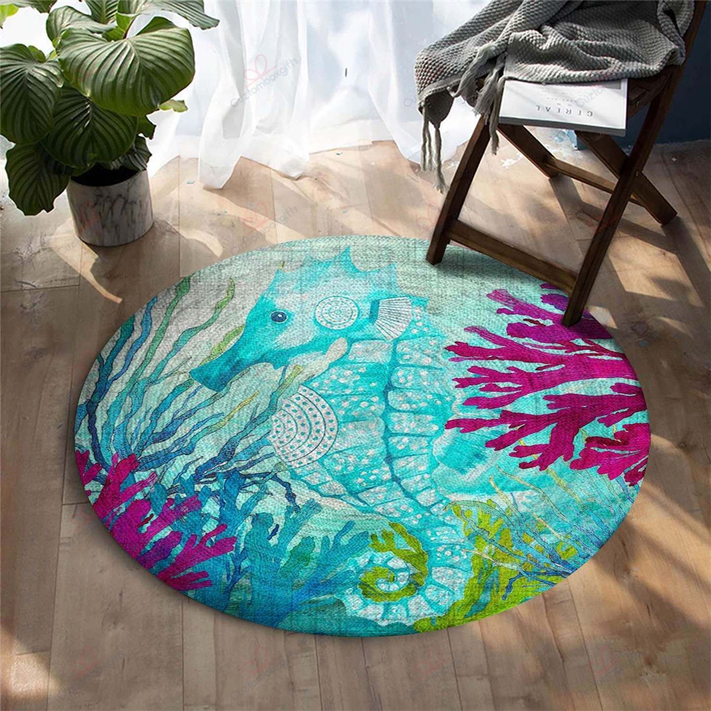 Cute Seahorse Round Carpet Floor Rug Living Room Bedroom Decor Round Area Rug Carpet Cute Seahorse Round Carpet Floor Rug Living Room Bedroom Decor Round Area Rug Carpet