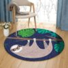 Cute Sloth Round Carpet Floor Rug Living Room Bedroom Decor Round Area Rug Carpet