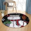 Cute Snowman Round Carpet Floor Rug Living Room Bedroom Decor Round Area Rug Carpet