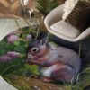 Cute Squirrel Round Carpet Floor Rug Living Room Bedroom Decor Round Area Rug Carpet