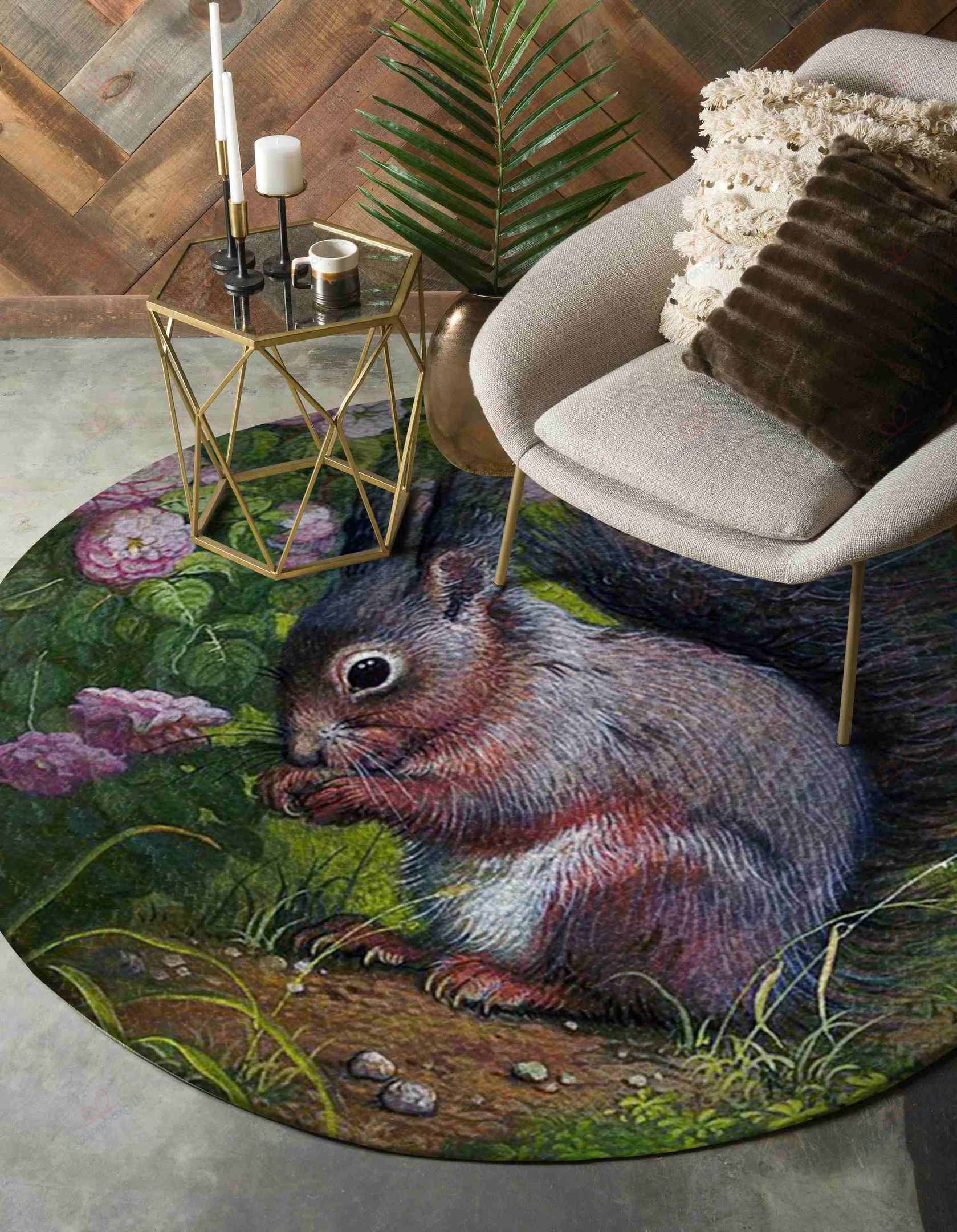 Cute Squirrel Round Carpet Floor Rug Living Room Bedroom Decor Round Area Rug Carpet Cute Squirrel Round Carpet Floor Rug Living Room Bedroom Decor Round Area Rug Carpet