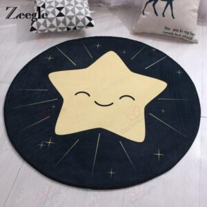 Cute Star Round Carpet Floor Rug Living Room Bedroom Decor Round Area Rug Carpet