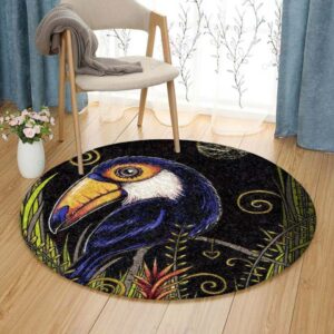 Cute Toucan Round Carpet Floor Rug Living Room Bedroom Decor Round Area Rug Carpet