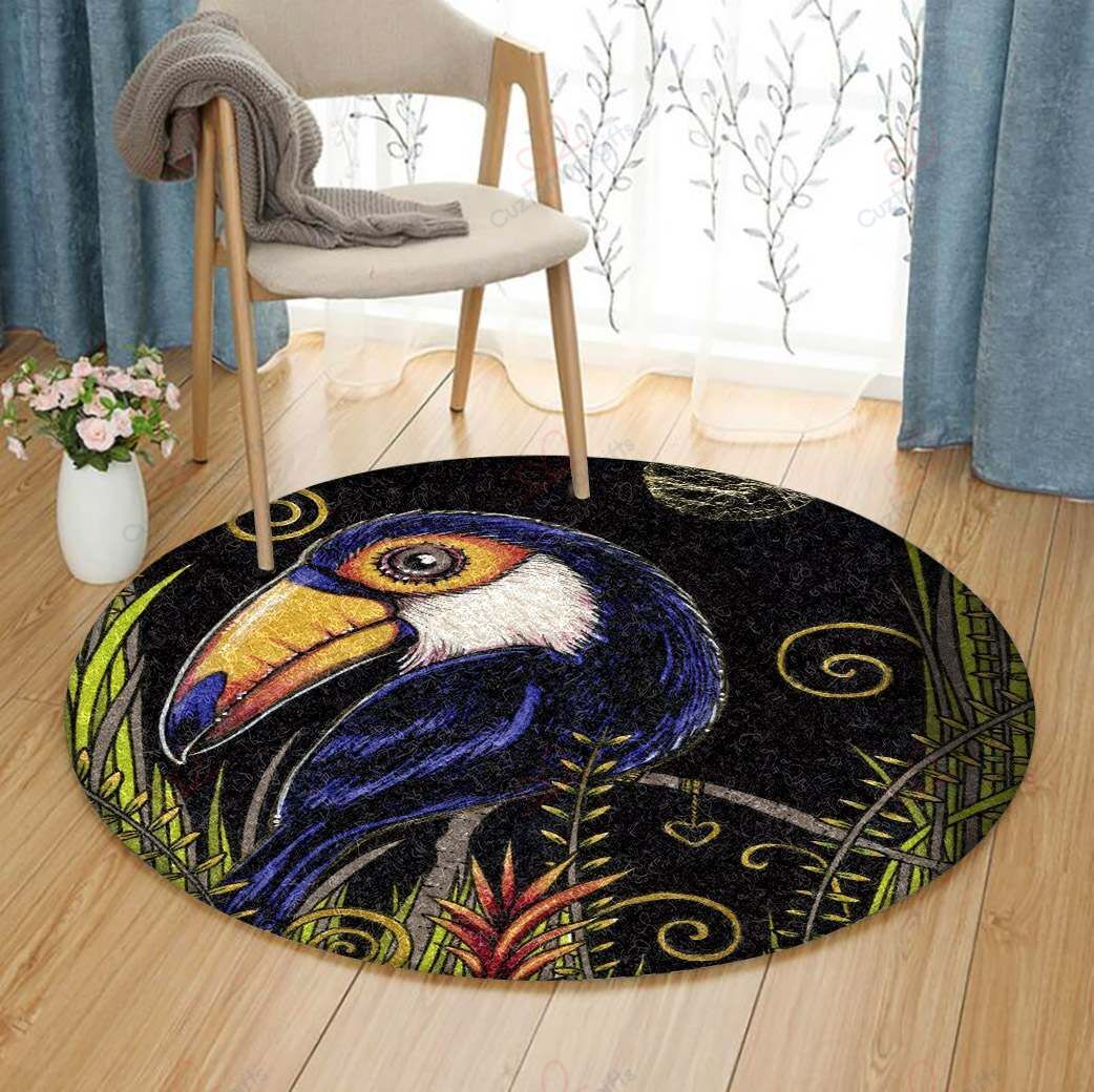 Cute Toucan Round Carpet Floor Rug Living Room Bedroom Decor Round Area Rug Carpet Cute Toucan Round Carpet Floor Rug Living Room Bedroom Decor Round Area Rug Carpet