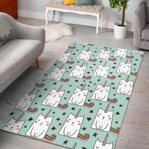 Cute Unicorn Cat Pattern Rug Sport Decor Gift Floor Decor Living Room Carpet Rug Area Rug - 1ea255354a43
