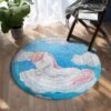 Cute Unicorn Round Carpet Floor Rug Living Room Bedroom Decor Round Area Rug Carpet
