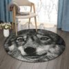 Cute Wolf Round Carpet Floor Rug Living Room Bedroom Decor Round Area Rug Carpet
