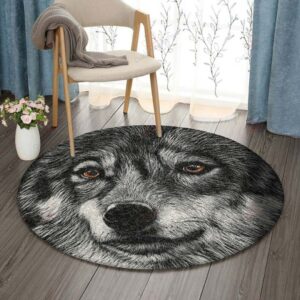 Cute Wolf Round Carpet Floor Rug Living Room Bedroom Decor Round Area Rug Carpet