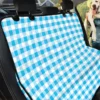 Cyan Blue And White Gingham Car Back Seat Cover Dog Car Seat Covers - 827b9590b81a