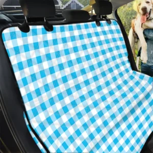 Cyan Blue And White Gingham Car Back Seat Cover Dog Car Seat Covers - 827b9590b81a