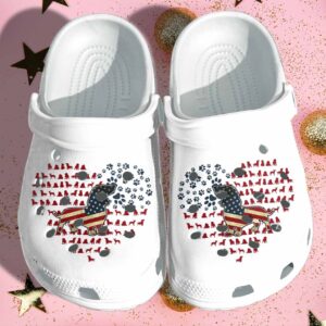 Dachshund America Flag Heart Shoes Crocs Clog – 4Th Of July Usa Flag Dachshund Dog Shoes For Men Women Gifts