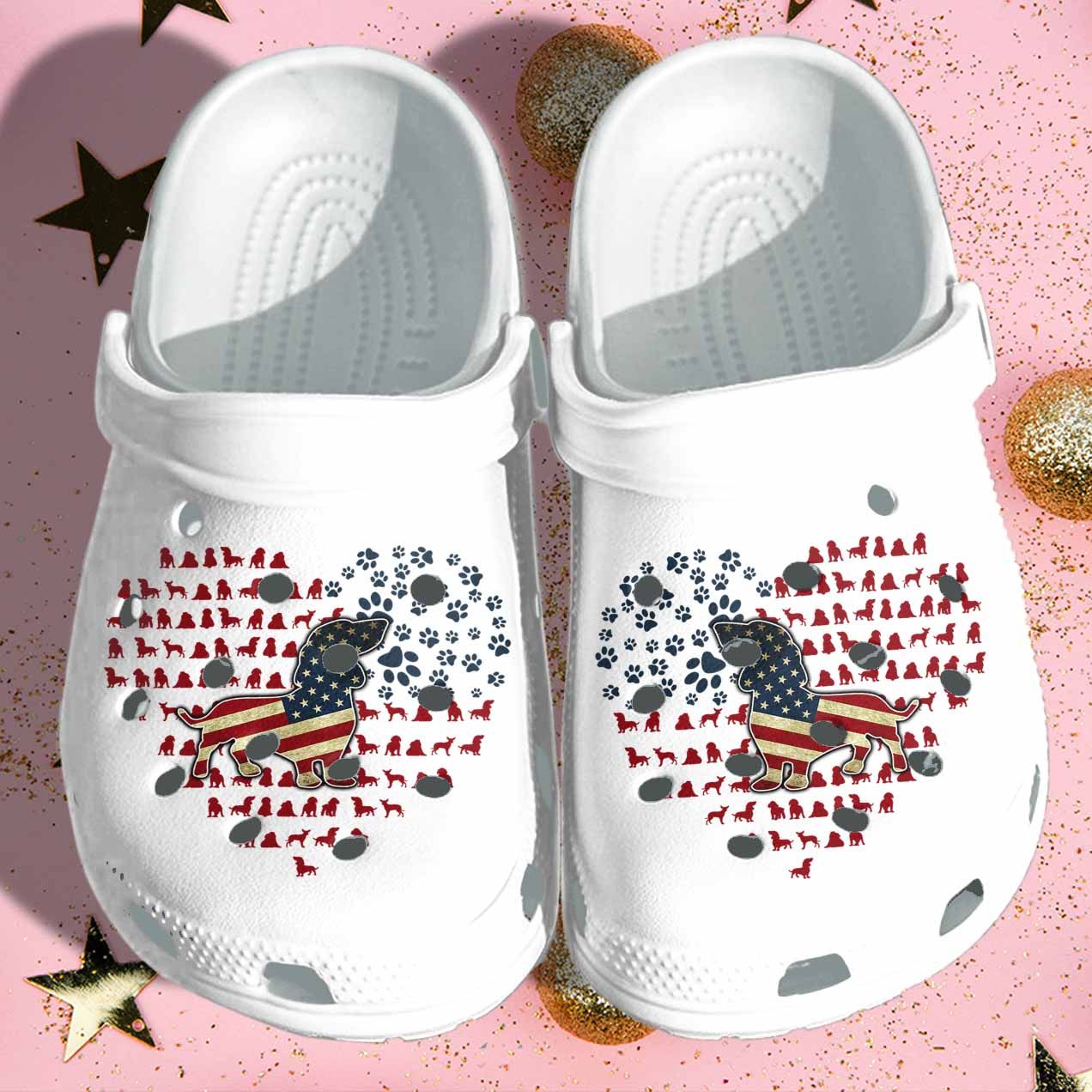 Dachshund America Flag Heart Shoes Crocs Clog – 4Th Of July Usa Flag Dachshund Dog Shoes For Men Women Gifts Dachshund America Flag Heart Shoes Crocs Clog – 4Th Of July Usa Flag Dachshund Dog Shoes For Men Women Gifts