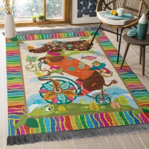 Dachshund And Bike Rug Sport Decor Gift Floor Decor Living Room Carpet Rug Area Rug - c084ee9a52a0