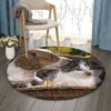 Dachshund And Kitty Round Carpet Floor Rug Living Room Bedroom Decor Round Area Rug Carpet