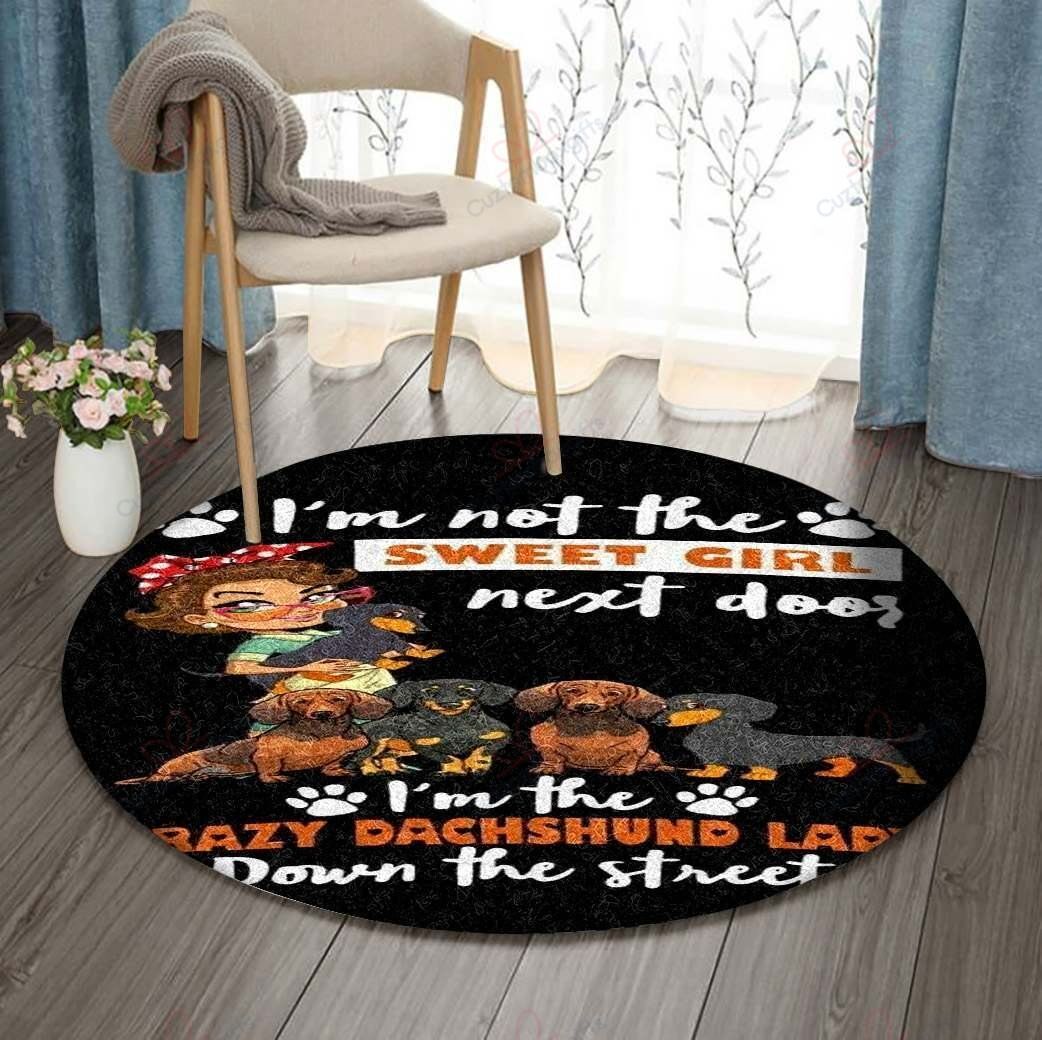 Dachshund And Lady Round Carpet Floor Rug Living Room Bedroom Decor Round Area Rug Carpet Dachshund And Lady Round Carpet Floor Rug Living Room Bedroom Decor Round Area Rug Carpet