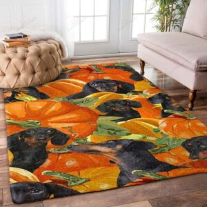 Dachshund And Pumpkin Rug Sport Decor Gift Floor Decor Living Room Carpet Rug Area Rug - c46b67aabc3b