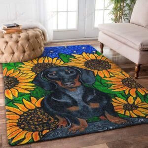 Dachshund And Sunflower Rug Sport Decor Gift Floor Decor Living Room Carpet Rug Area Rug - ed999636600e