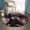 Dachshund And Tulip Round Carpet Floor Rug Living Room Bedroom Decor Round Area Rug Carpet
