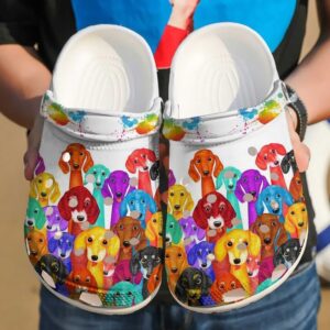 Dachshund Colorful Sku 696 Crocs Crocband Clog Comfortable For Mens Womens Classic Clog Water Shoes
