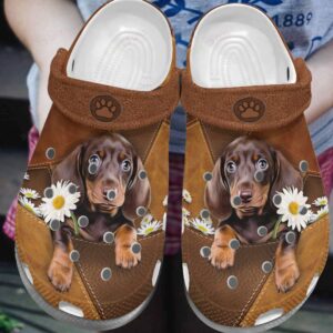 Dachshund Crocs Clog Classic Clog Whitesole Daisy Dachsund Shoes