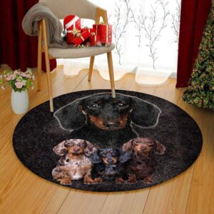 Dachshund Family Round Carpet Floor Rug Living Room Bedroom Decor Round Area Rug Carpet