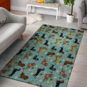 Dachshund Flower Rug Sport Decor Gift Floor Decor Living Room Carpet Rug Area Rug - da81b963cbc9