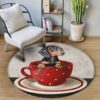 Dachshund In Red Cup Round Carpet Floor Rug Living Room Bedroom Decor Round Area Rug Carpet