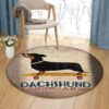 Dachshund Longboards Round Carpet Floor Rug Living Room Bedroom Decor Round Area Rug Carpet
