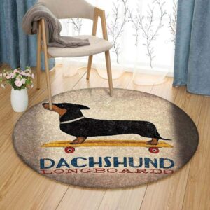 Dachshund Longboards Round Carpet Floor Rug Living Room Bedroom Decor Round Area Rug Carpet
