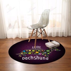 Dachshund Love Round Carpet Floor Rug Living Room Bedroom Decor Round Area Rug Carpet