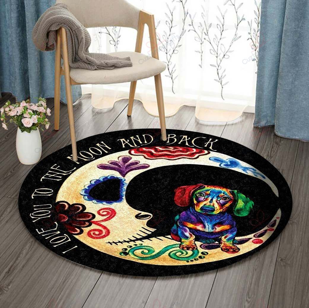 Dachshund Moon Round Carpet Floor Rug Living Room Bedroom Decor Round Area Rug Carpet Dachshund Moon Round Carpet Floor Rug Living Room Bedroom Decor Round Area Rug Carpet