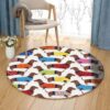 Dachshund Pattern Round Carpet Floor Rug Living Room Bedroom Decor Round Area Rug Carpet