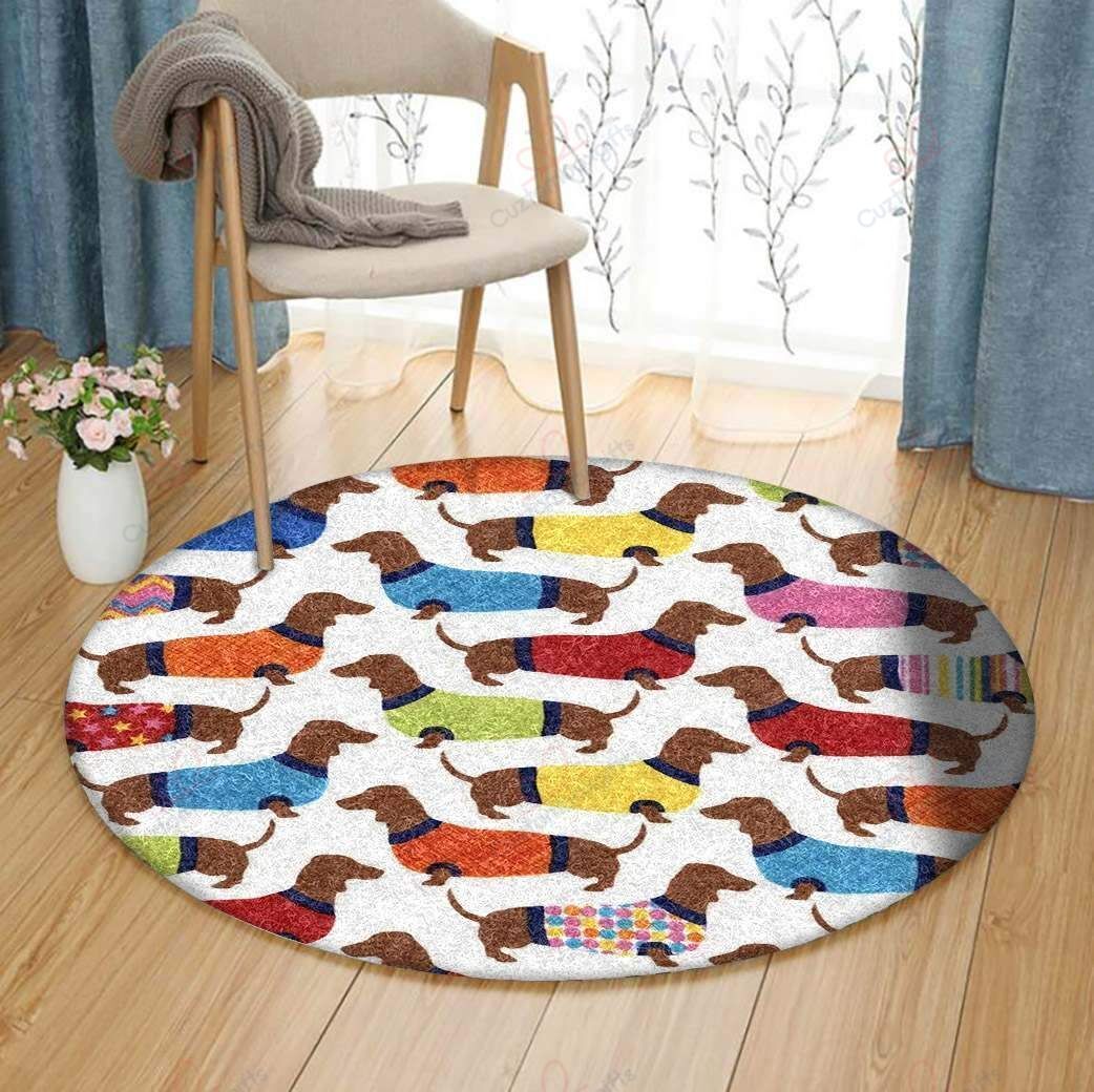 Dachshund Pattern Round Carpet Floor Rug Living Room Bedroom Decor Round Area Rug Carpet Dachshund Pattern Round Carpet Floor Rug Living Room Bedroom Decor Round Area Rug Carpet