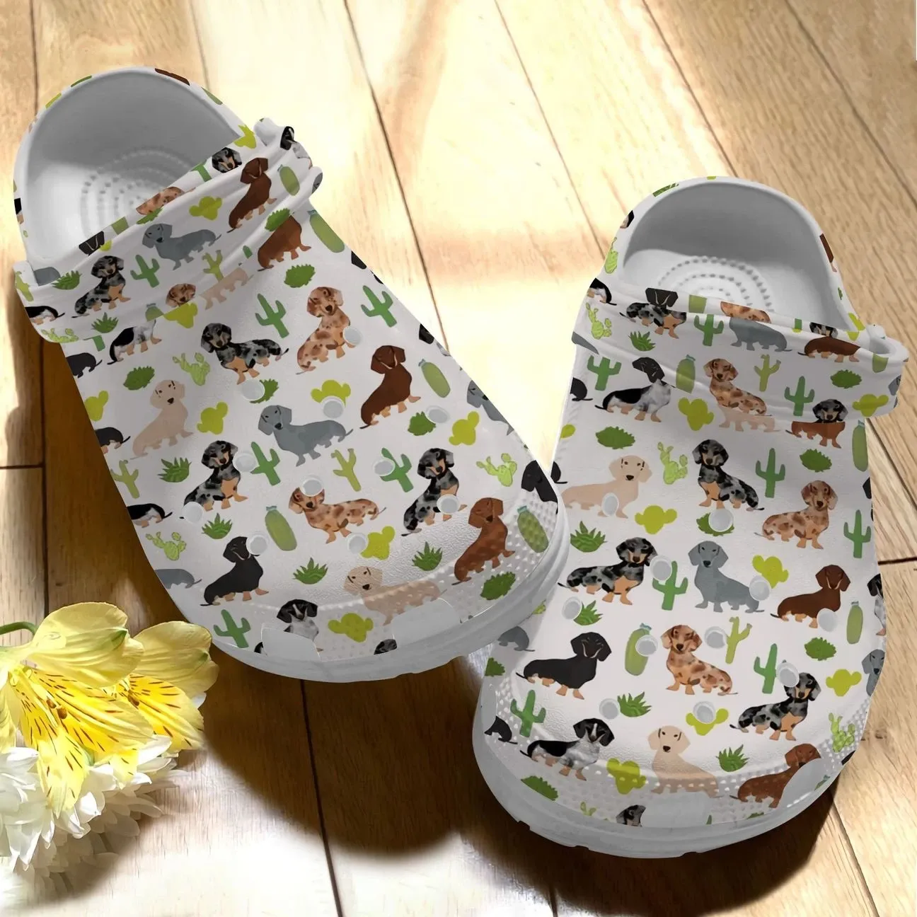 Dachshund Personalize Clog Custom Crocs Fashionstyle Comfortable For Women Men Kid Print 3D Cute Dachshunds With Cactus Dachshund Personalize Clog Custom Crocs Fashionstyle Comfortable For Women Men Kid Print 3D Cute Dachshunds With Cactus