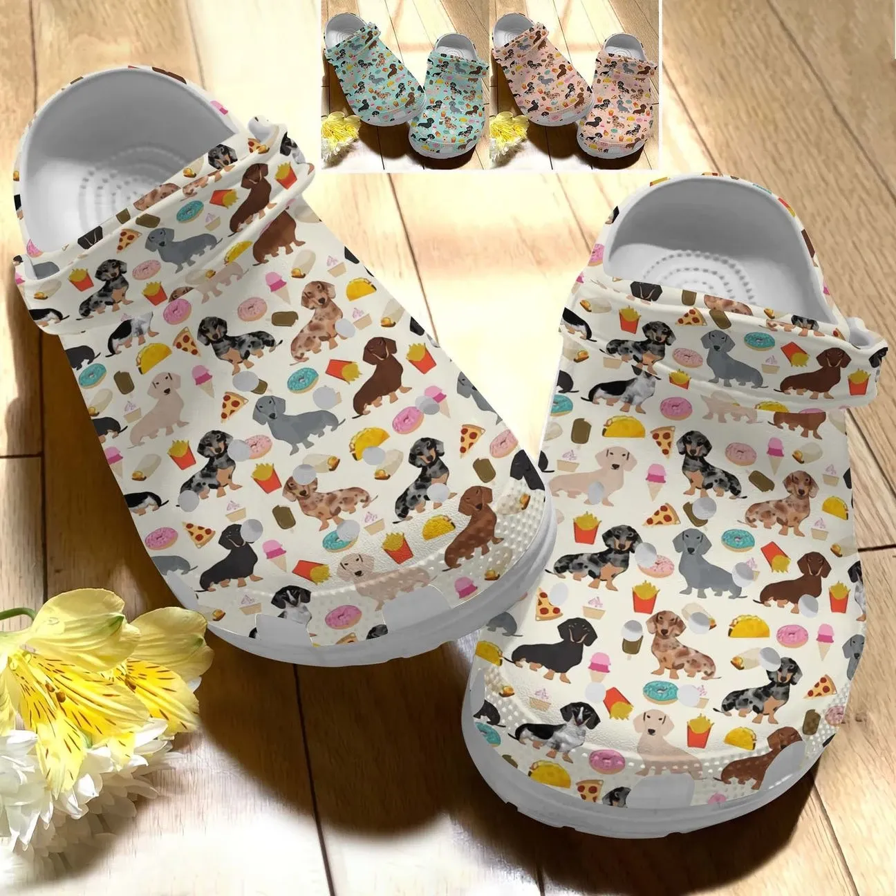 Dachshund Personalize Clog Custom Crocs Fashionstyle Comfortable For Women Men Kid Print 3D Whitesole Dachshund And Food Dachshund Personalize Clog Custom Crocs Fashionstyle Comfortable For Women Men Kid Print 3D Whitesole Dachshund And Food