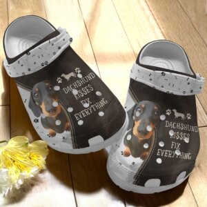 Dachshund Personalize Clog Custom Crocs Fashionstyle Comfortable For Women Men Kid Print 3D Whitesole Dachshund Kisses