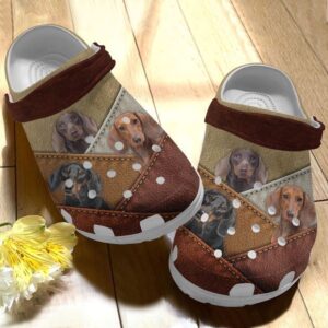 Dachshund Personalize Clog Custom Crocs Fashionstyle Comfortable For Women Men Kid Print 3D Whitesole Dachshund Leather Pattern