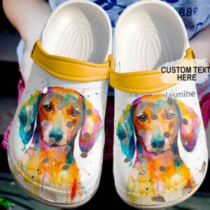 Dachshund Personalized Art Sku 710 Crocs Crocband Clog Comfortable For Mens Womens Classic Clog Water Shoes