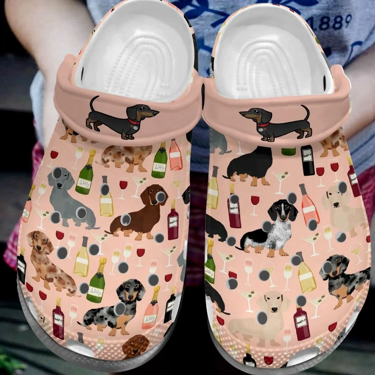 Dachshund Personalized Clog Custom Crocs Comfortablefashion Style Comfortable For Women Men Kid Print 3D Dachshund & Wine Dachshund Personalized Clog Custom Crocs Comfortablefashion Style Comfortable For Women Men Kid Print 3D Dachshund & Wine