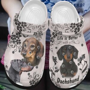 Dachshund Personalized Clog Custom Crocs Comfortablefashion Style Comfortable For Women Men Kid Print 3D Life Is Better