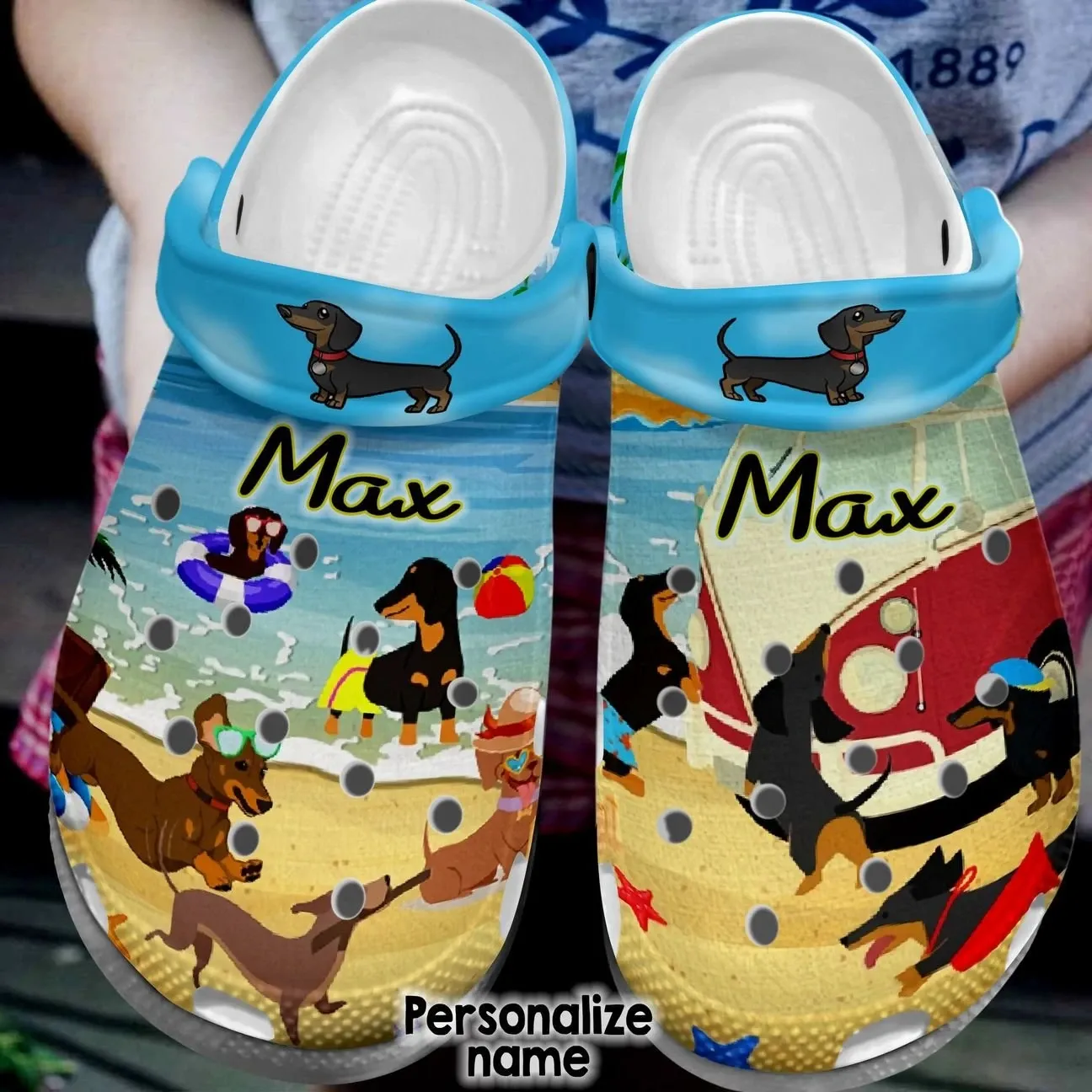 Dachshund Personalized Clog Custom Crocs Comfortablefashion Style Comfortable For Women Men Kid Print 3D Playing On The Beach Dachshund Personalized Clog Custom Crocs Comfortablefashion Style Comfortable For Women Men Kid Print 3D Playing On The Beach