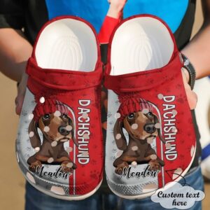 Dachshund Personalized Red Sku 737 Crocs Crocband Clog Comfortable For Mens Womens Classic Clog Water Shoes